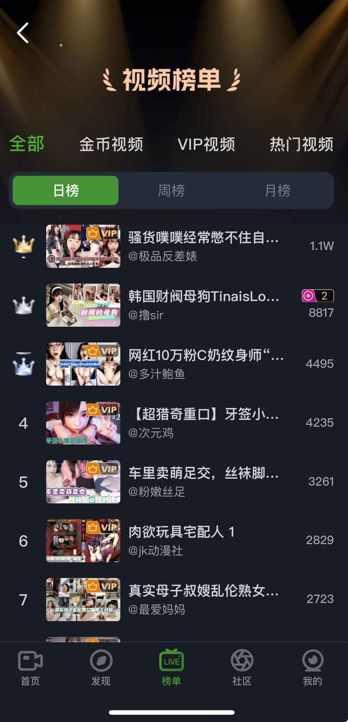 重口社APP全部榜单截图